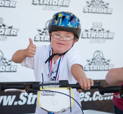 Special ed store kid with helmet