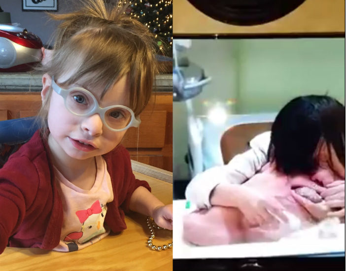 girl with Pitt-Hopkins syndrome, left, and "X-Files" episode on the right