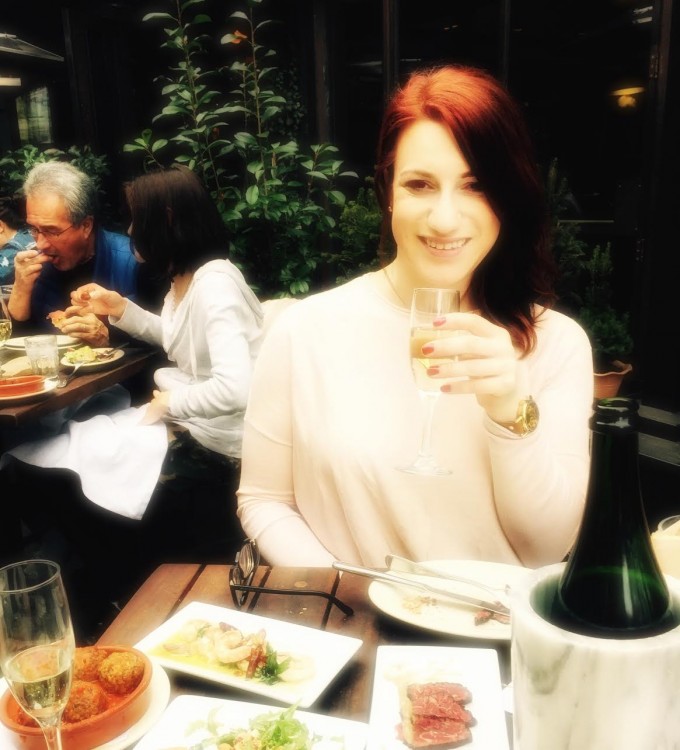 Woman at dinner table