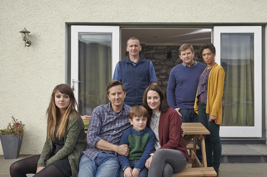 family members of "The A Word" sit on their porch