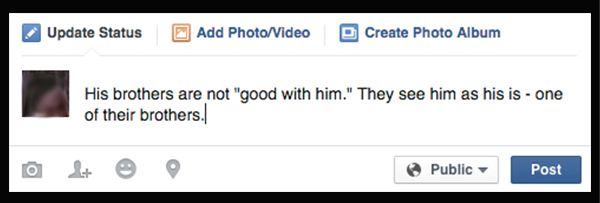 His brothers are not "good with him." They see him as his is - one of their brothers.