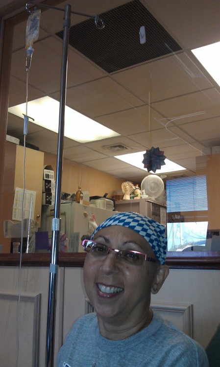 woman in hospital having chemotherapy