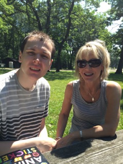 daniel and mom at a picnic in the park