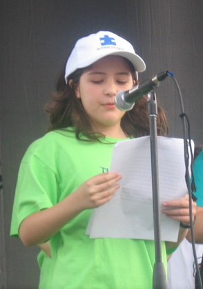 Yael giving a speech