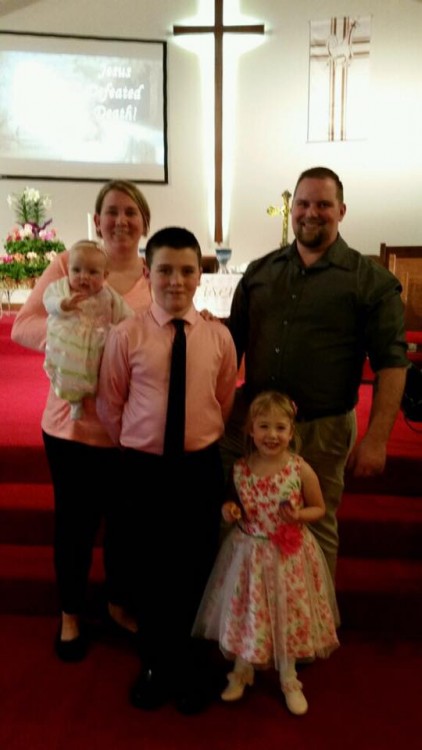 Family at church. 