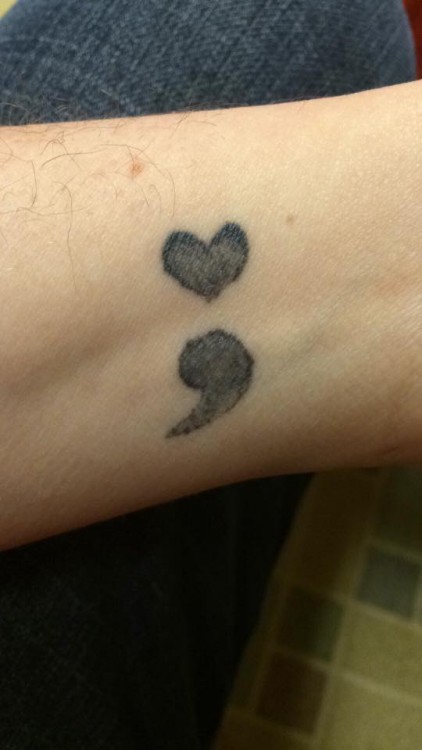 semicolon tattoo on wrist