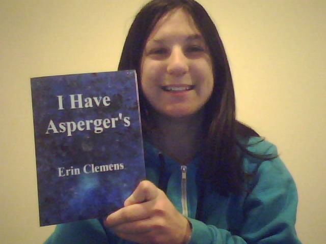 Erin with her book, 'I Have Asperger's'