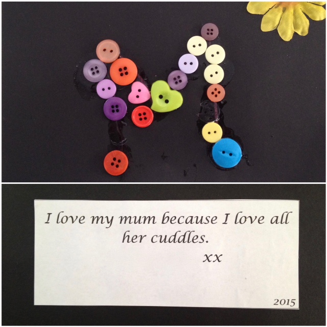 mother's day card made with buttons