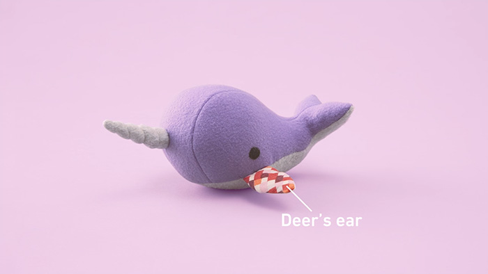 Narwhal with deer's ear for fin 