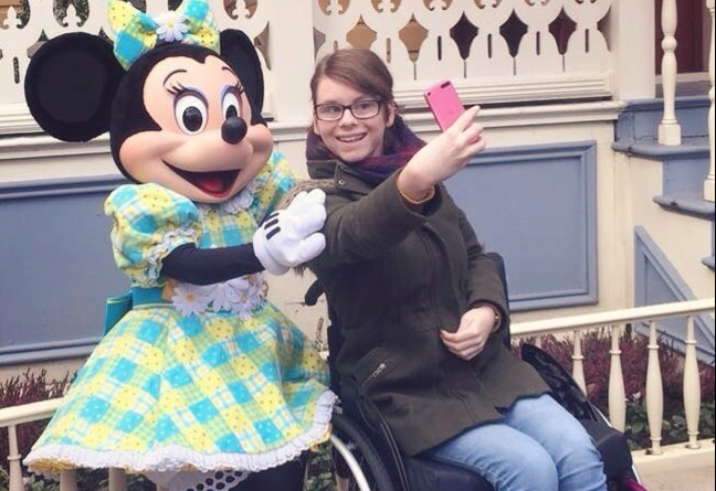 Chloe taking a selfie with Minnie Mouse.