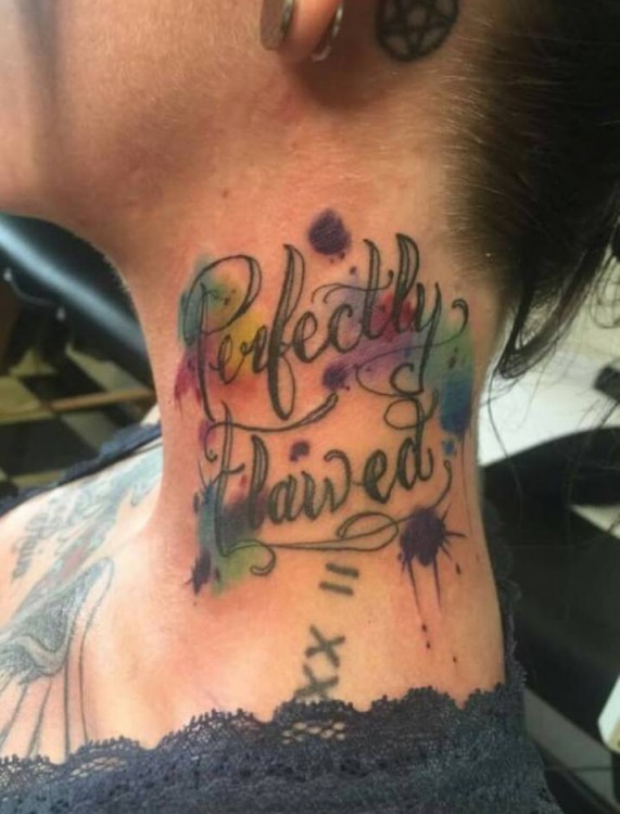 rainbow "perfectly flawed" tattoo