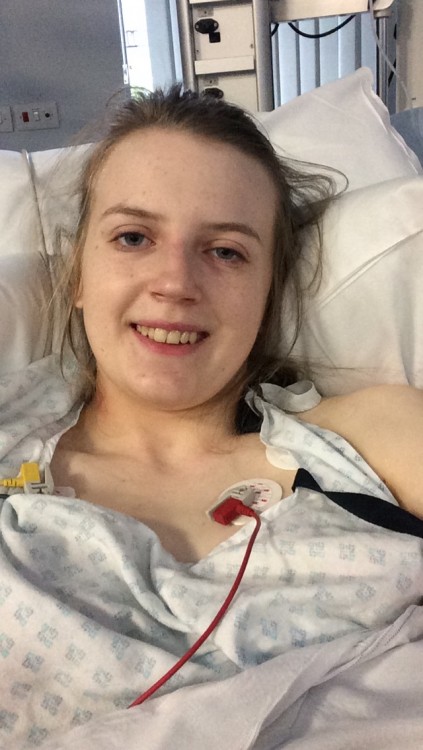 Natasha with electrodes, smiling