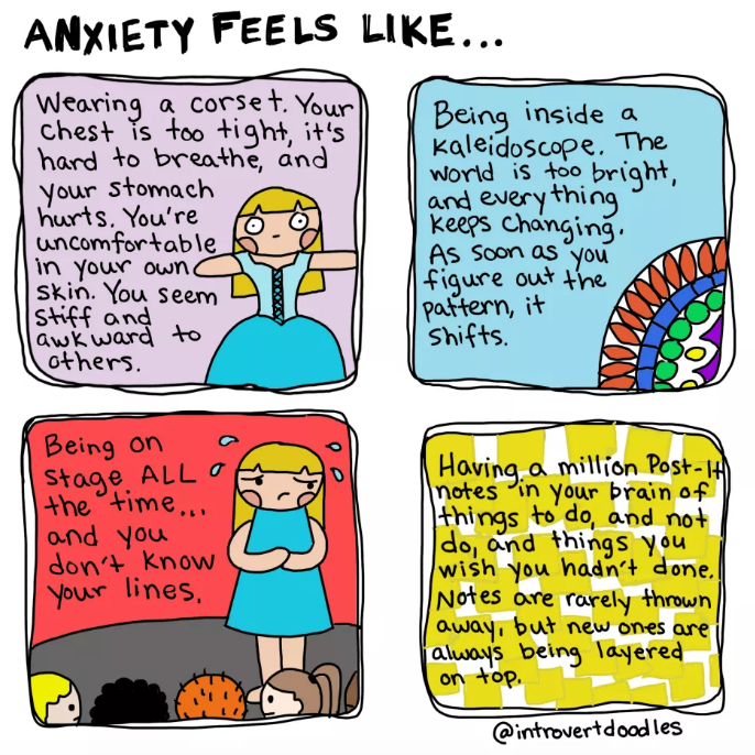 comic showing what anxiety is like. 