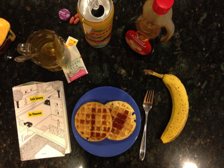 Alix's breakfast of gluten-free waffles