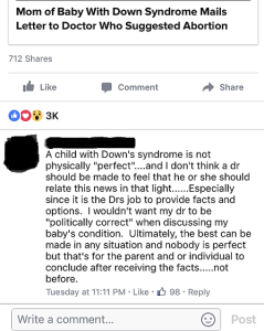hurtful comment about down syndrome