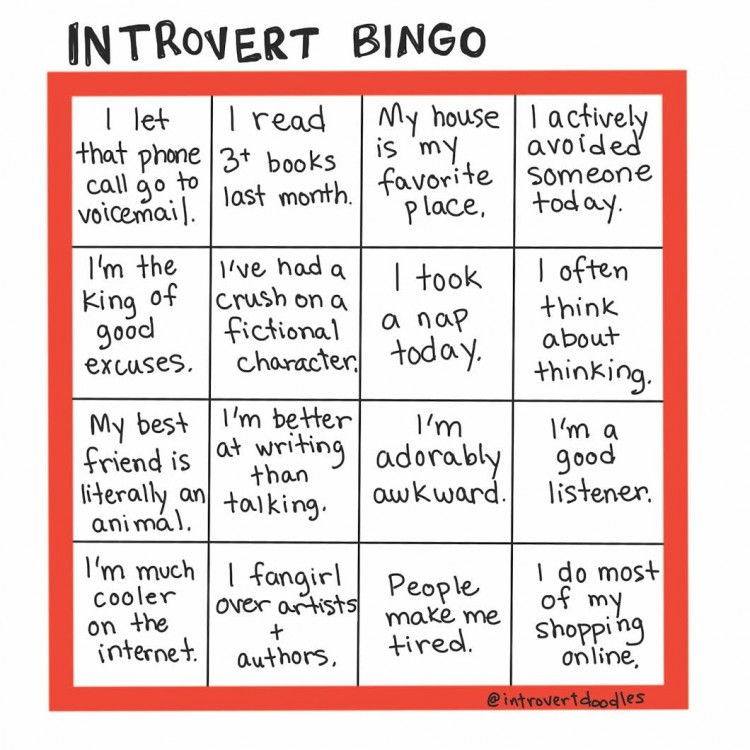 Introvert Bingo