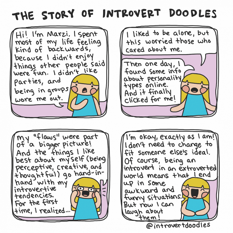 ‘introvert Doodles Marzi Draws About Being An Introvert With Anxiety The Mighty