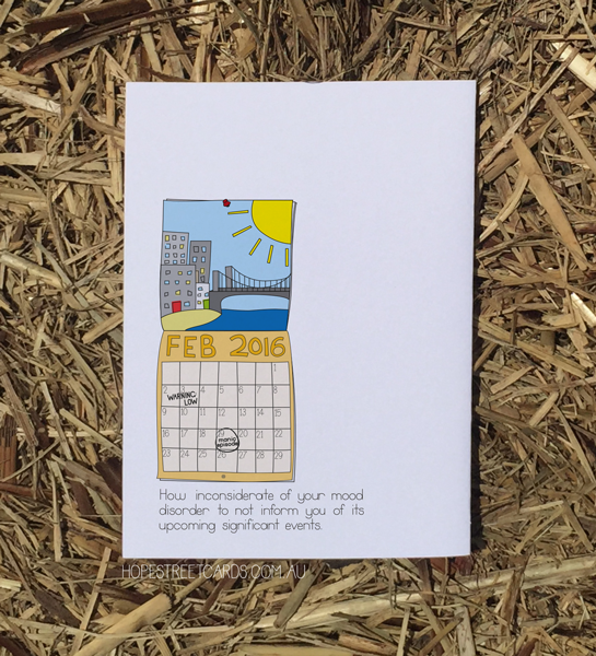 Card that shows calendar with depressive episode on it