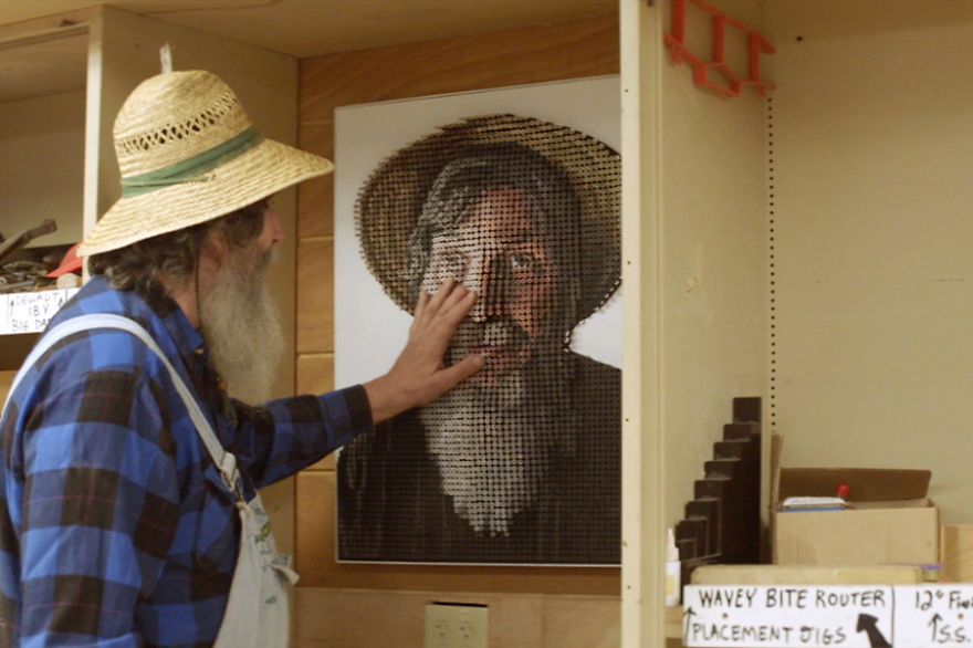 George Wurtzel Touching His Portrait for First Time