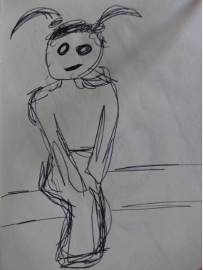 A sketch of a girl sitting