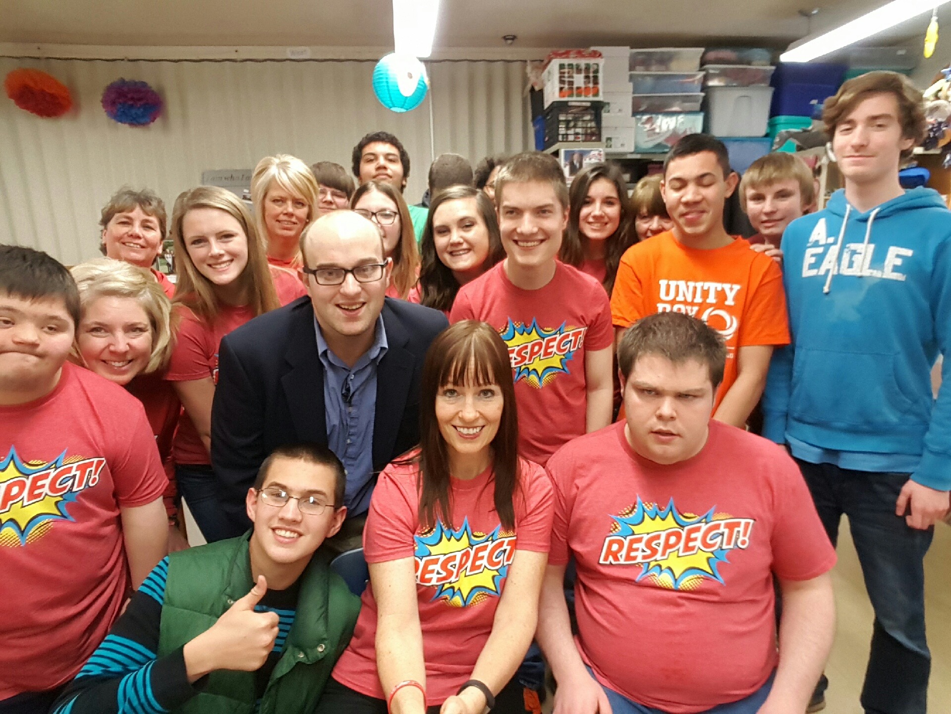 group of students with speaker