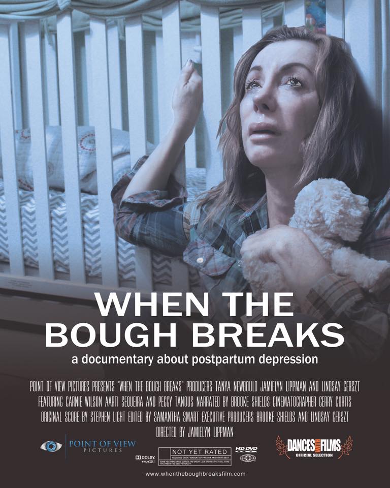Cover for When The Bough Breaks documentary showing upset mother and baby crib holding stuffed animal