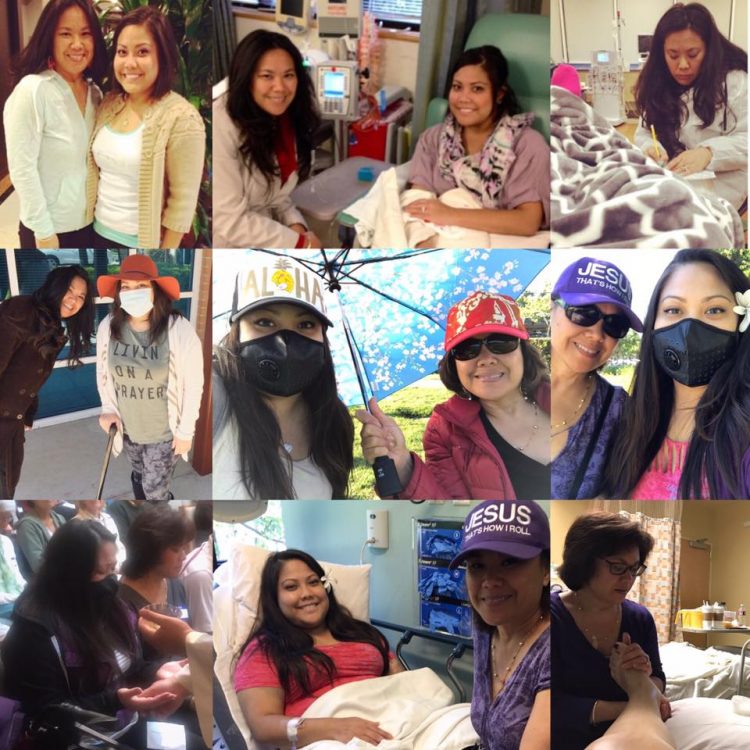 collage of photos of girl in hospital and her mom