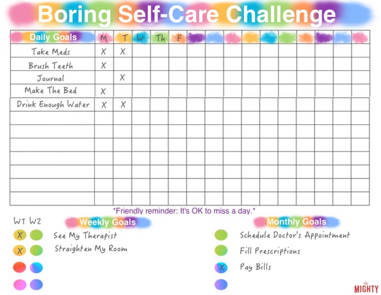 Boring Self-Care Chart