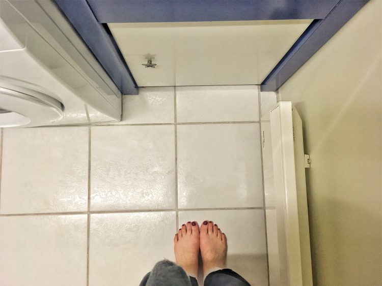 woman feet in bathroom