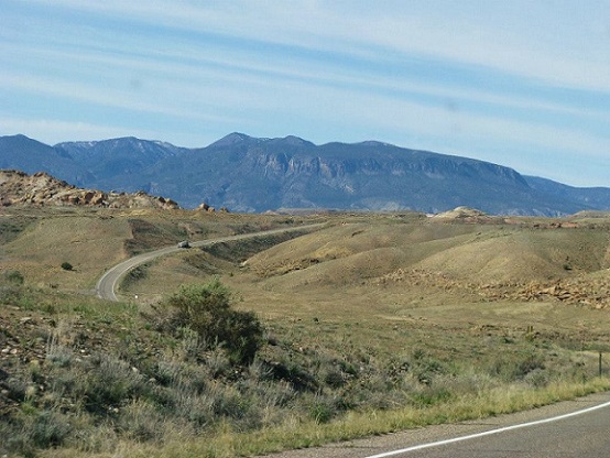 view of mountains from the highway