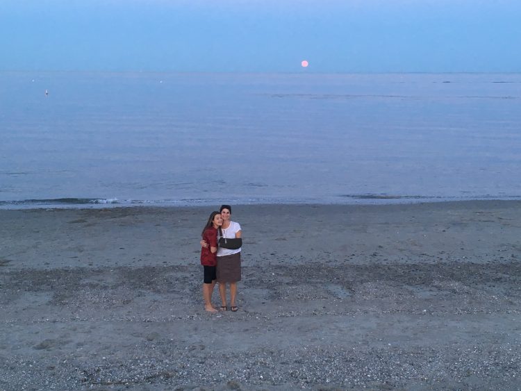 My sling, in full-view, during the moon rise at the beach. 