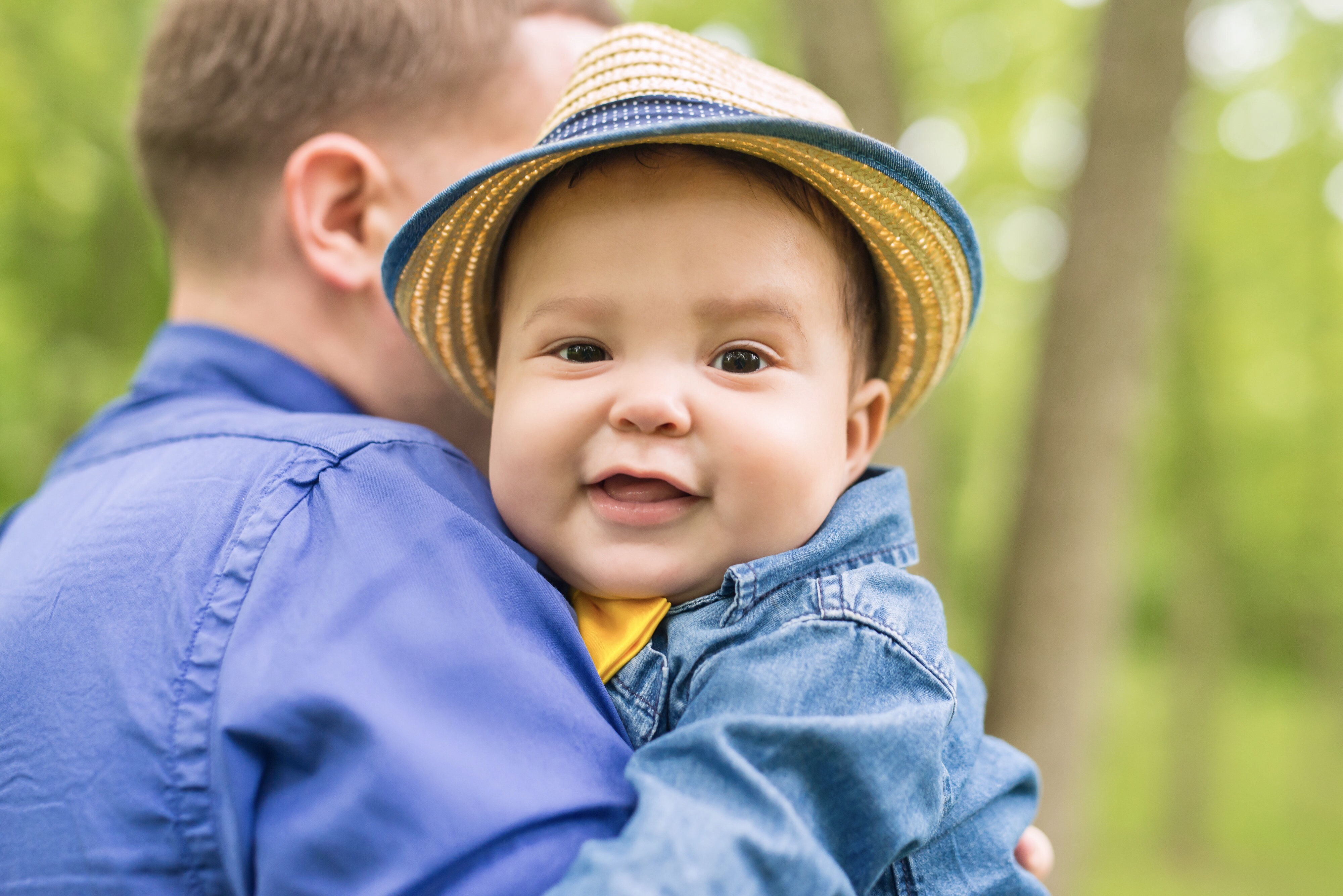 The author's baby wearing a hat