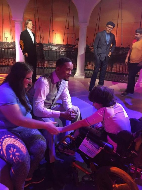 mother and son meeting Will Smith on a make-a-wish trip