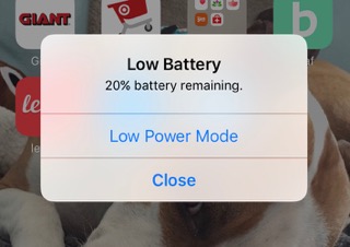 notification on phone of low battery