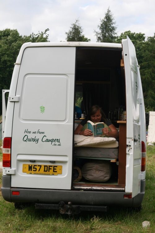 back view of the quirky campers van