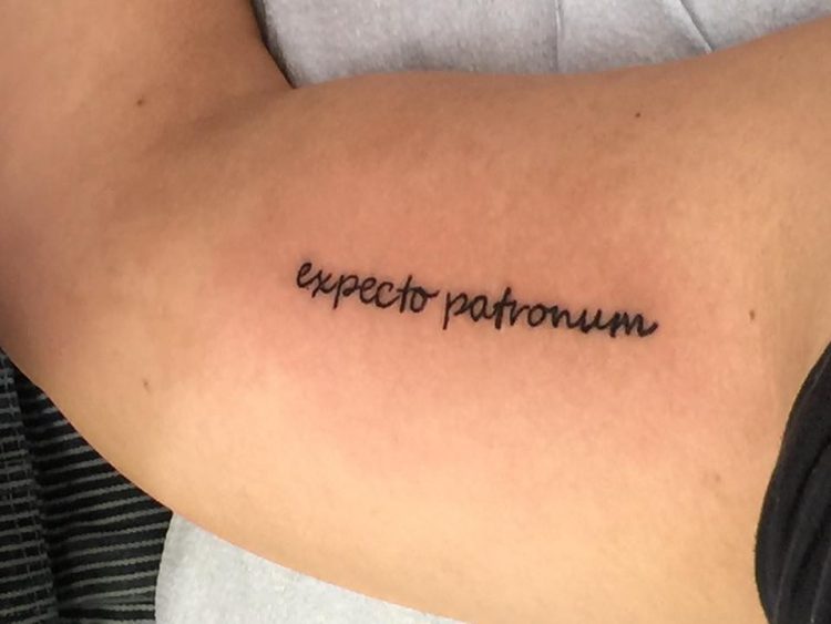 expecto patronum tattoo on arm