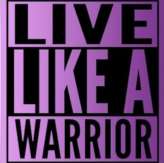 the words [live like a warrior] in purple and black