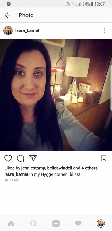 instagram picture of woman in her "hygge" corner