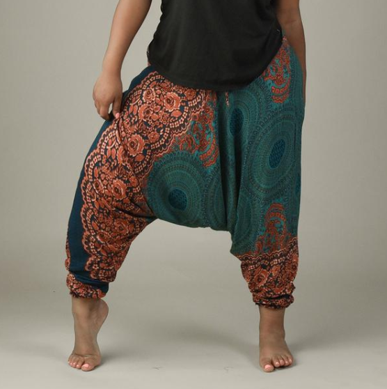 blue and gold harem pants