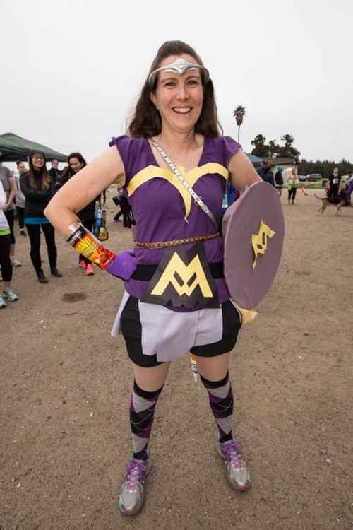 woman dressed in 'migraine woman' costume