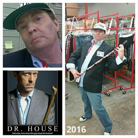 woman dressed as dr. house