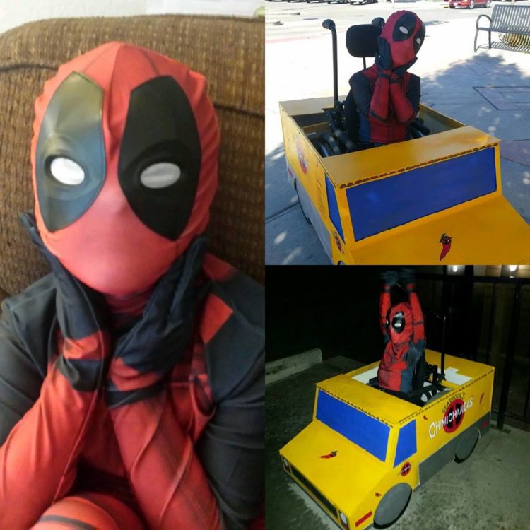 little boy dressed as deadpool