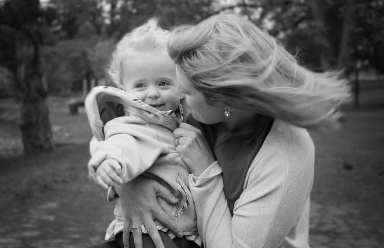 black and white picture of mother and daughter