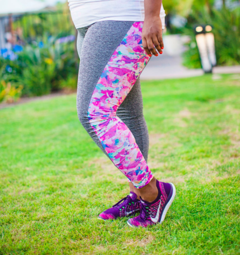 gray and pink leggings