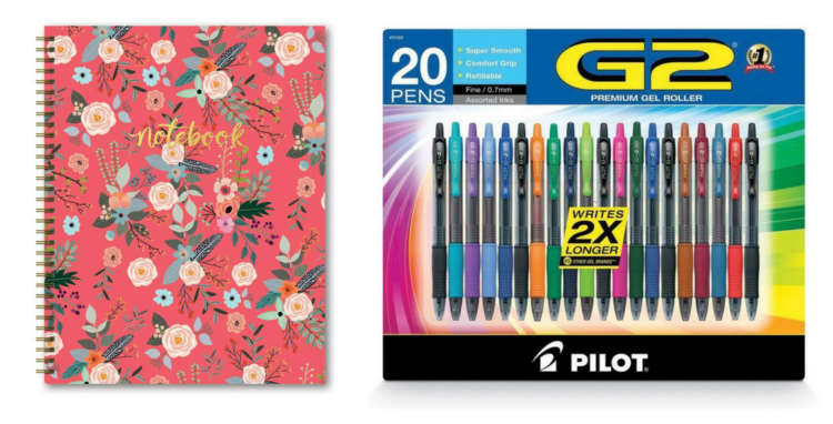 spiral notebook and g2 pilot gel pens