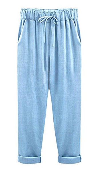 blue elastic-waisted lounge pants