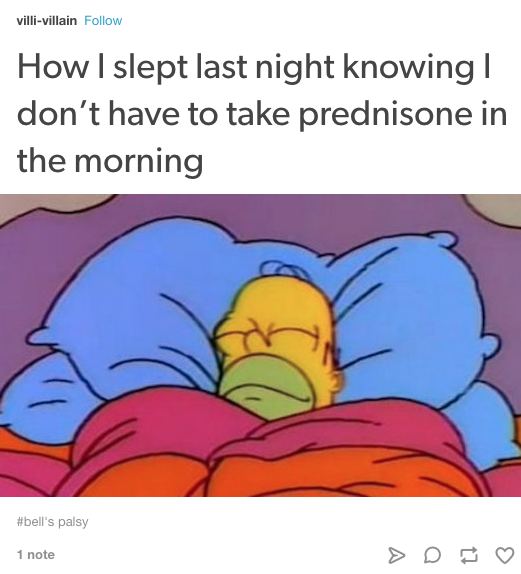 image of homer simpson sleeping with caption how i slept last night knowing i dont have to take prednisone in the morning
