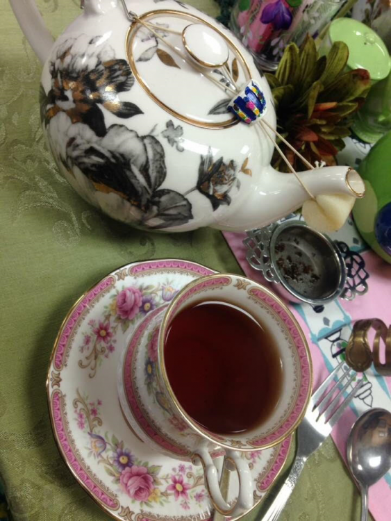 a teacup and teapot