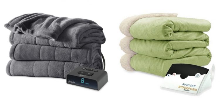 gray electric blanket and green electric blanket