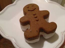 gingerbread man ice cream sandwich on a plate